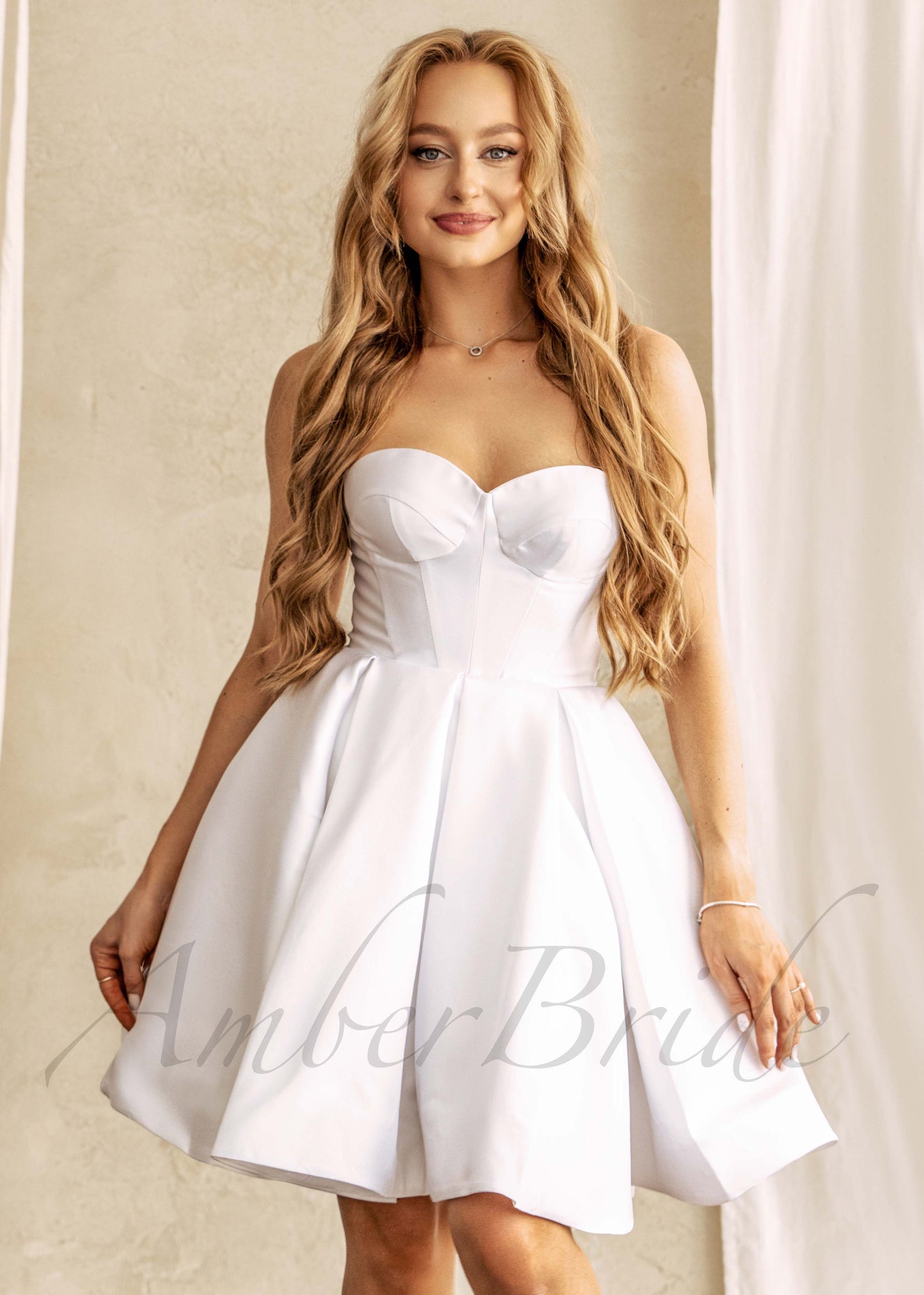 Elegant Knee Length Satin Dress with Strapless Sweetheart Neckline