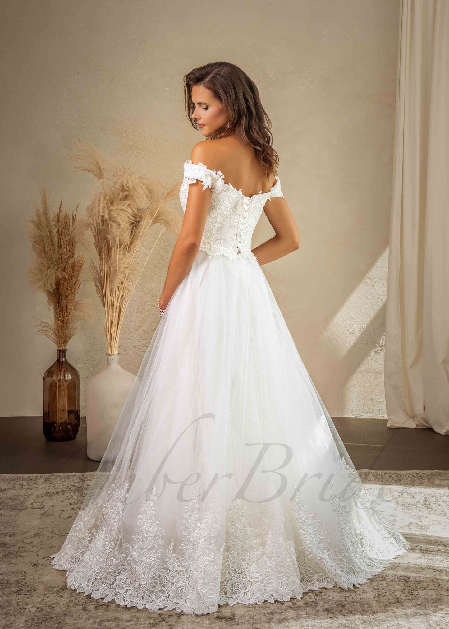 STOCK SELL-OUT: Rustic A Line Off Shoulder Wedding Dress