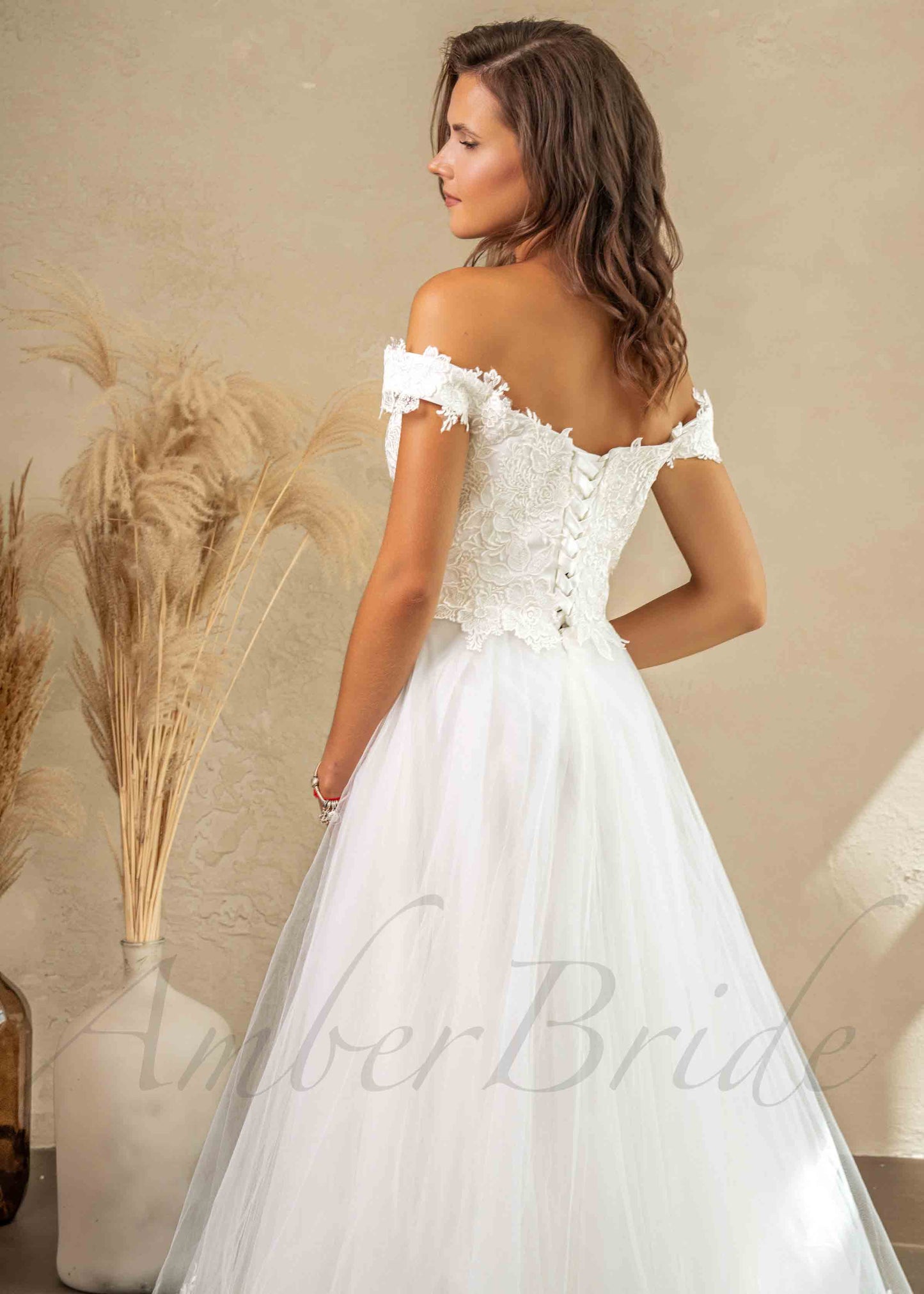 STOCK SELL-OUT: Rustic A Line Off Shoulder Wedding Dress