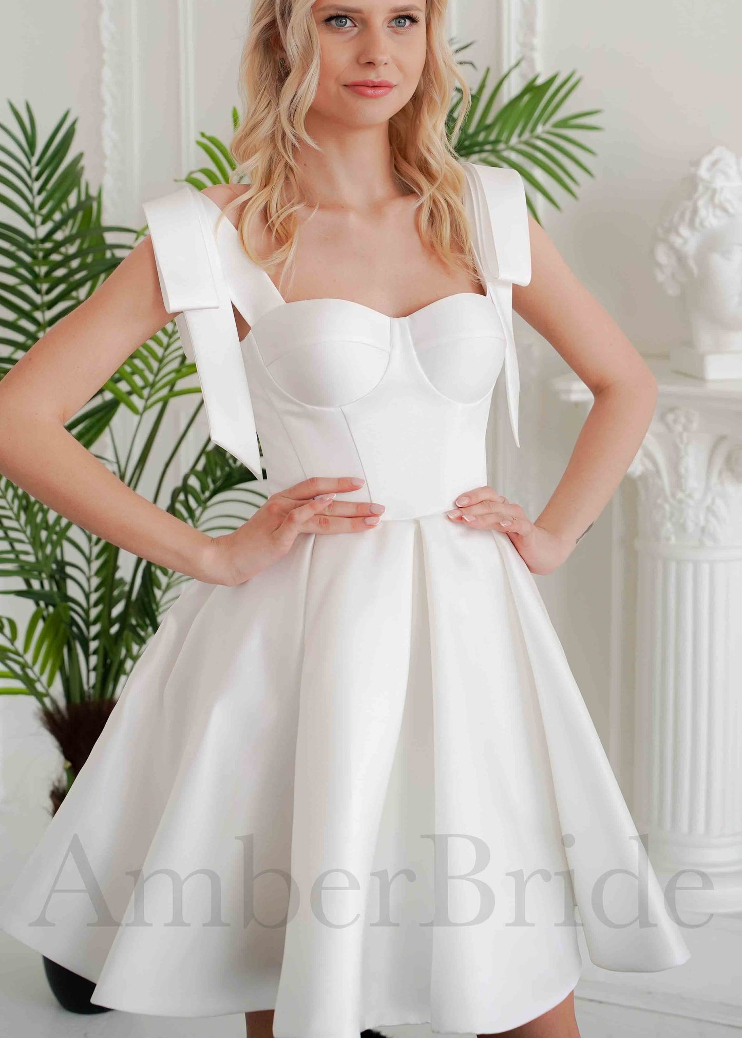 Knee-Length Satin A-Line Dress with Sweetheart Neckline