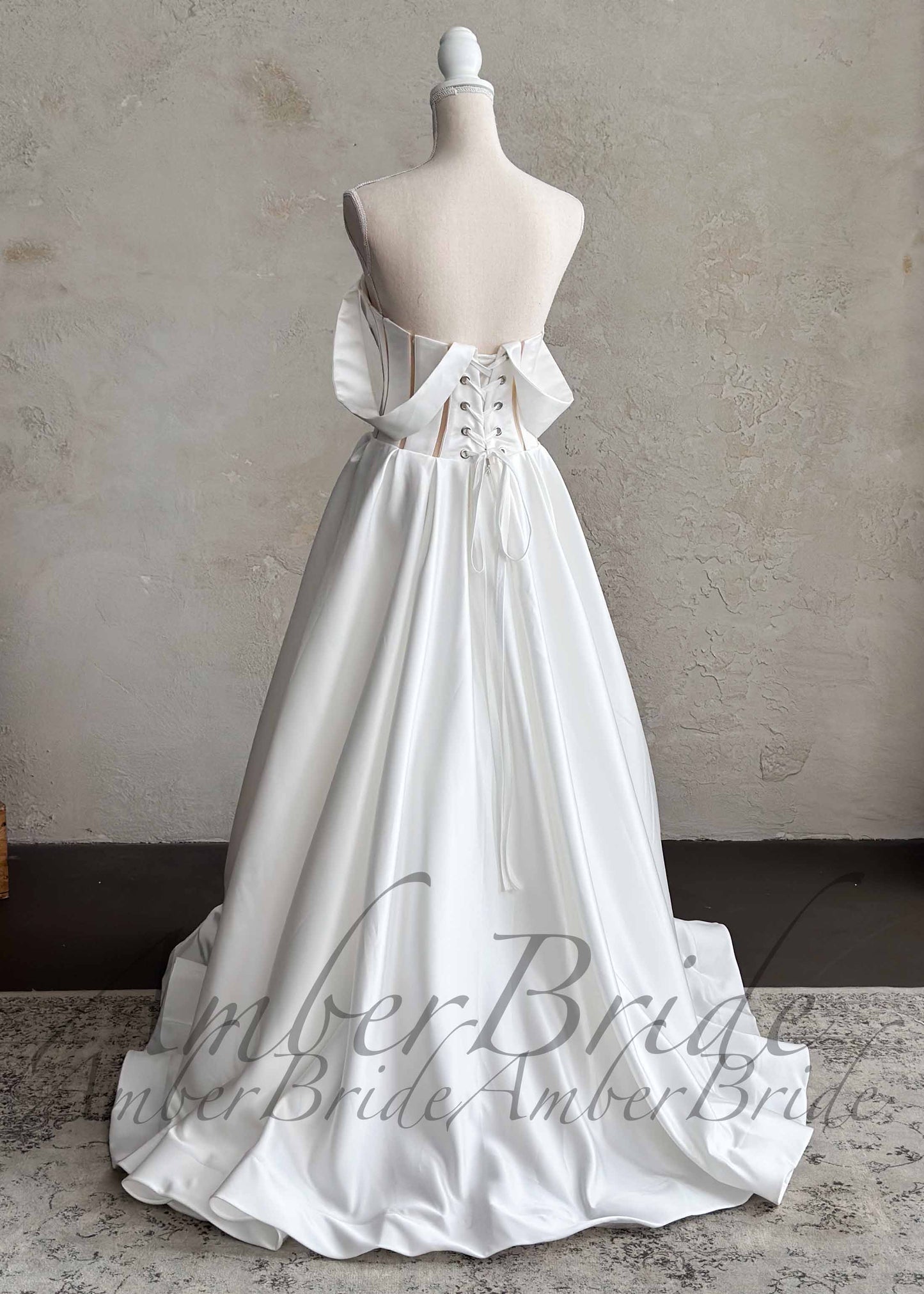 Modern Satin A Line Wedding Dress with Off Shoulder Sleeve