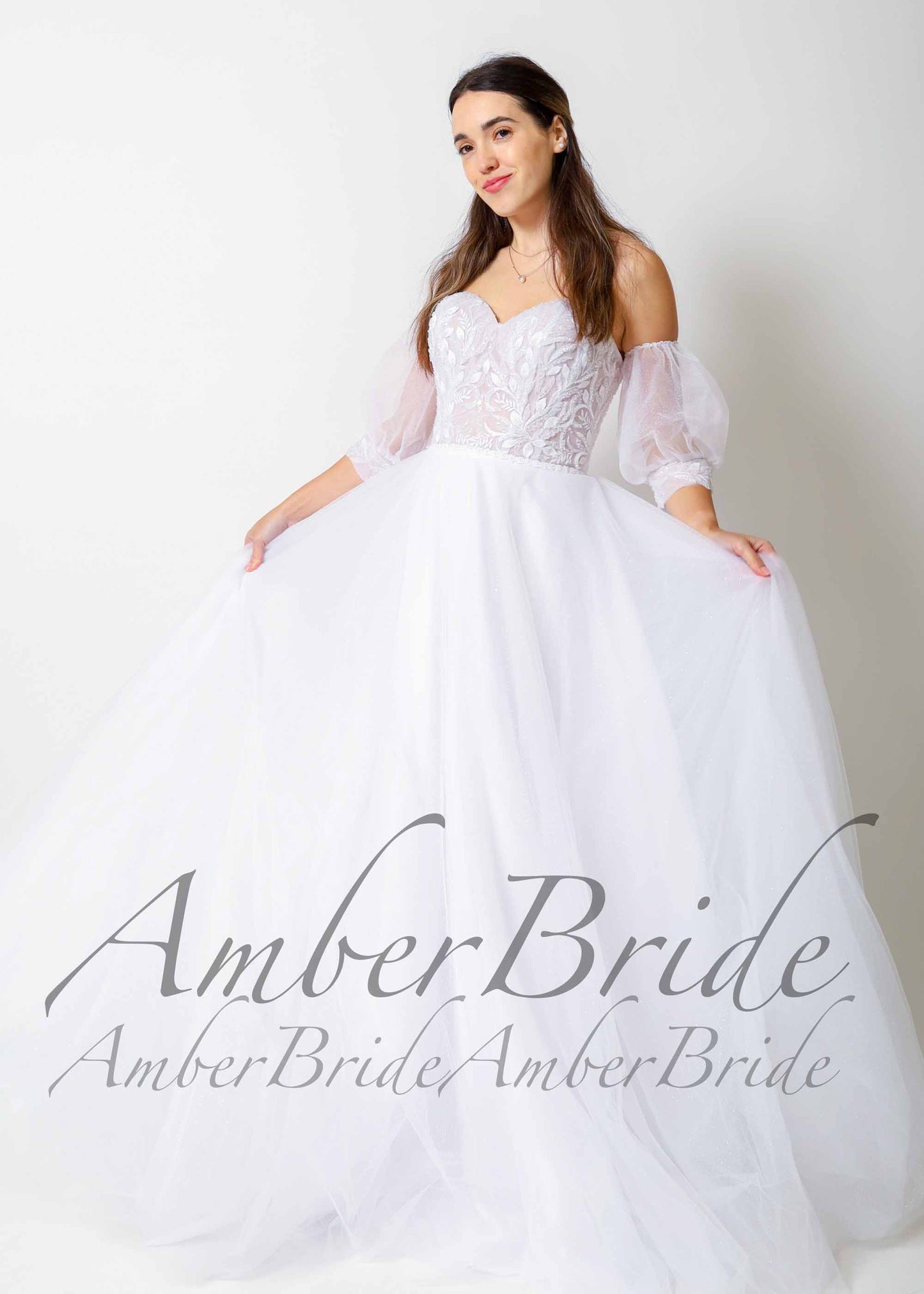 Floral A-Line Tulle Wedding Dress with Strapless Sweetheart Neckline