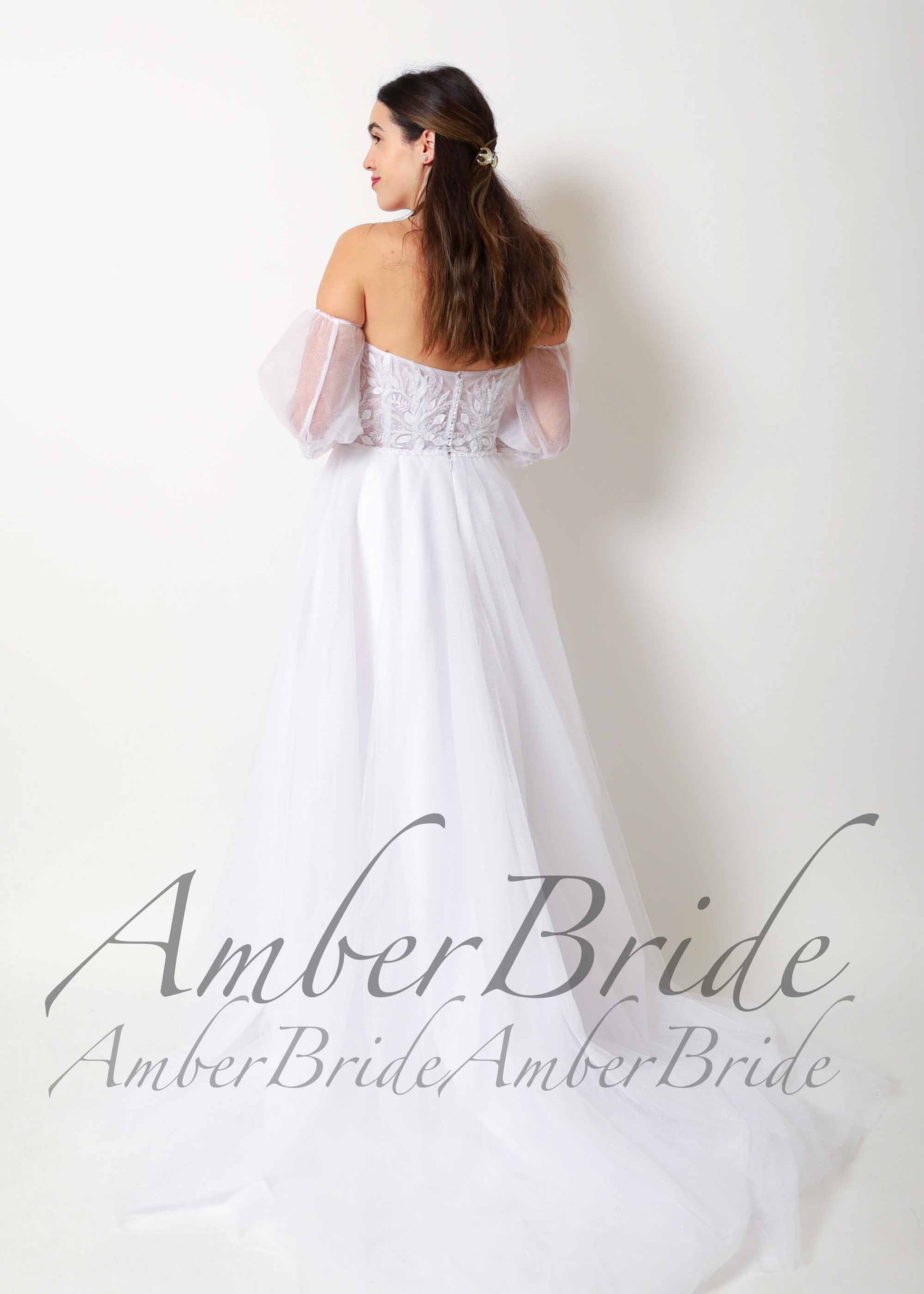 Floral A-Line Tulle Wedding Dress with Strapless Sweetheart Neckline