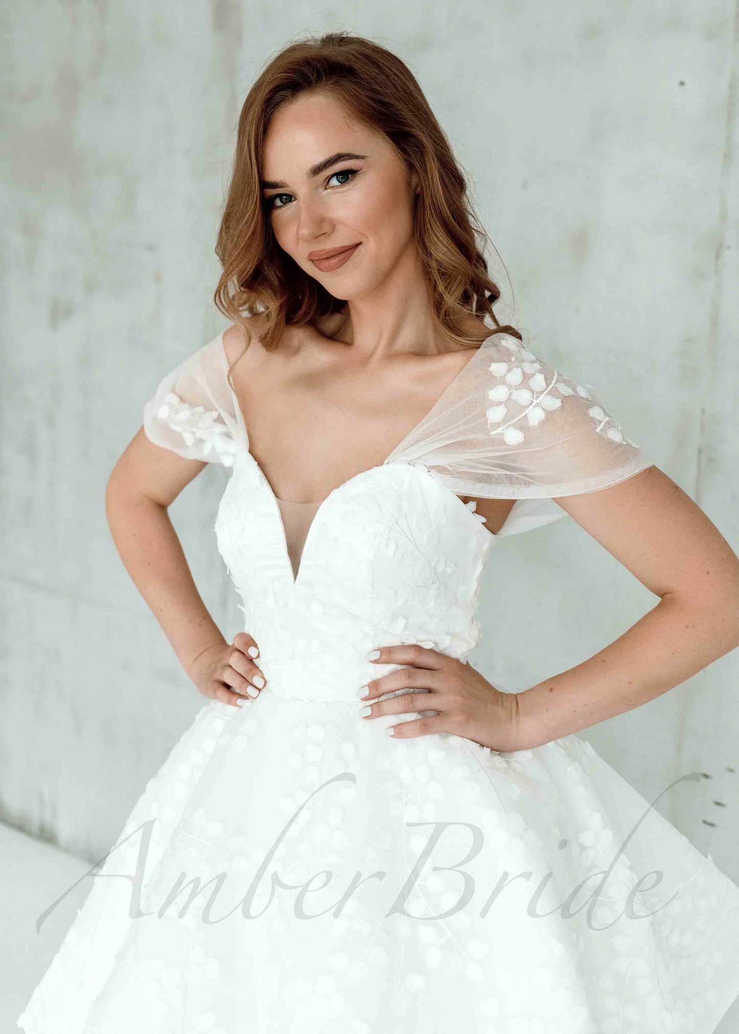 Rustic Knee Length Satin Dress with Off Shoulder Floral Design