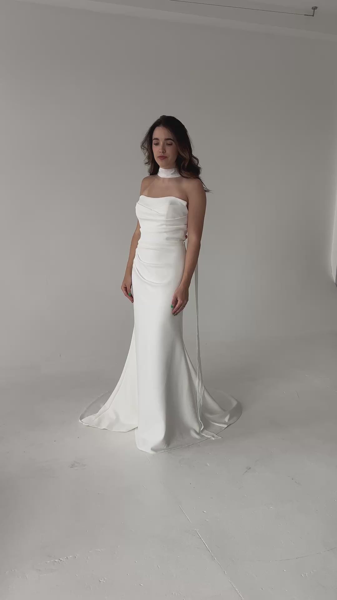 Strapless Mermaid Satin Wedding Dress with Draped Bodice