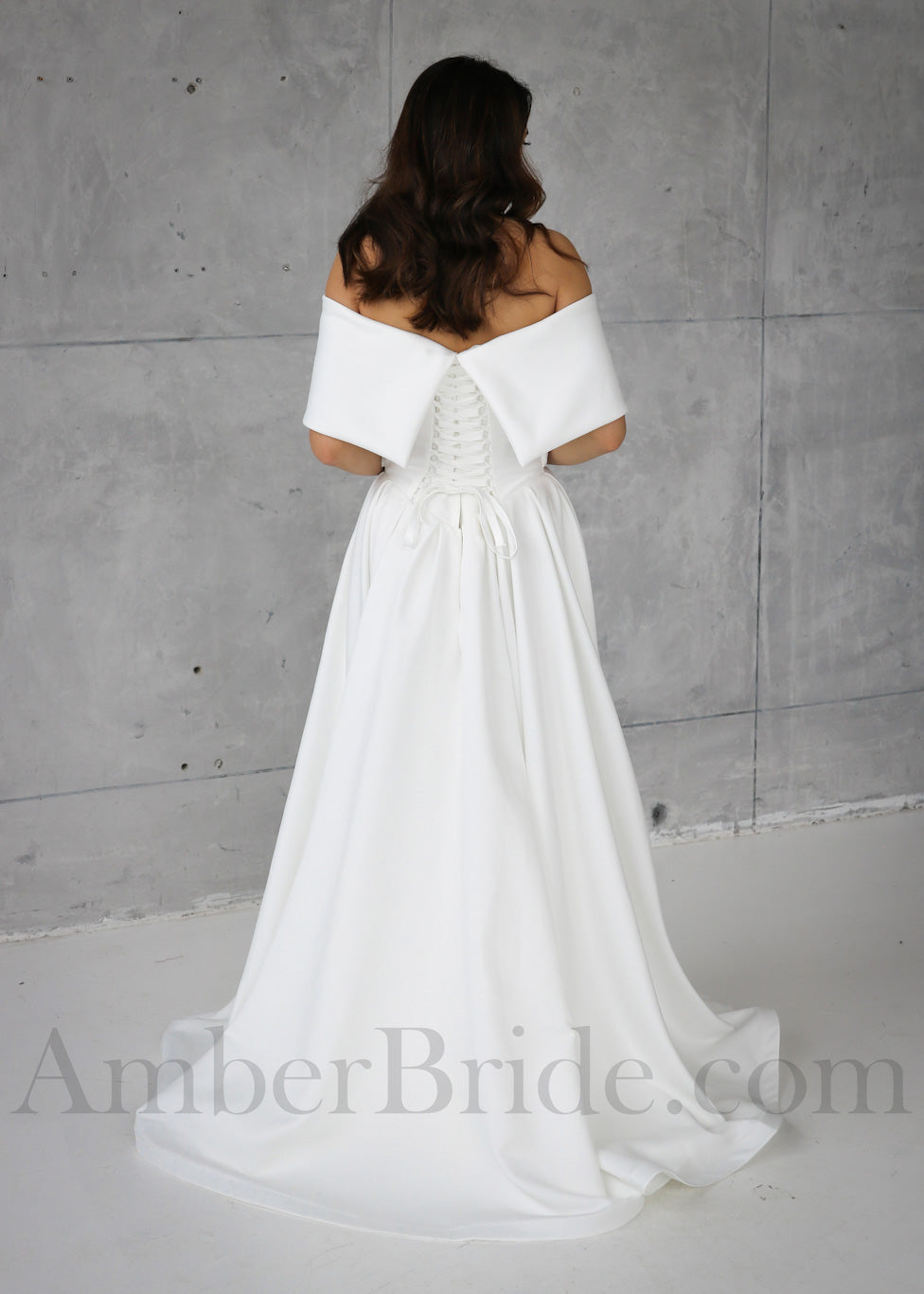 Simple Satin A-Line Wedding Dress with Off-Shoulder Design