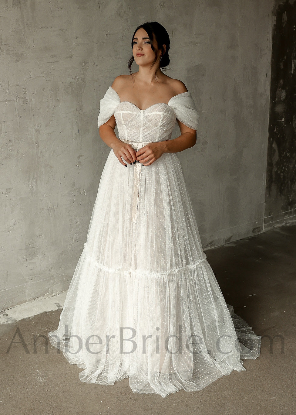 Vintage Country A Line Wedding With Off Shoulder Satin Lace Corset