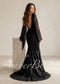 Bohemian Black Lace Wedding Dress with Fringe Sleeves