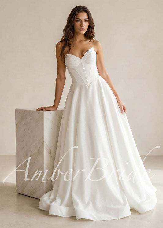 Shimmering Satin Wedding Gown with Sweetheart Neckline