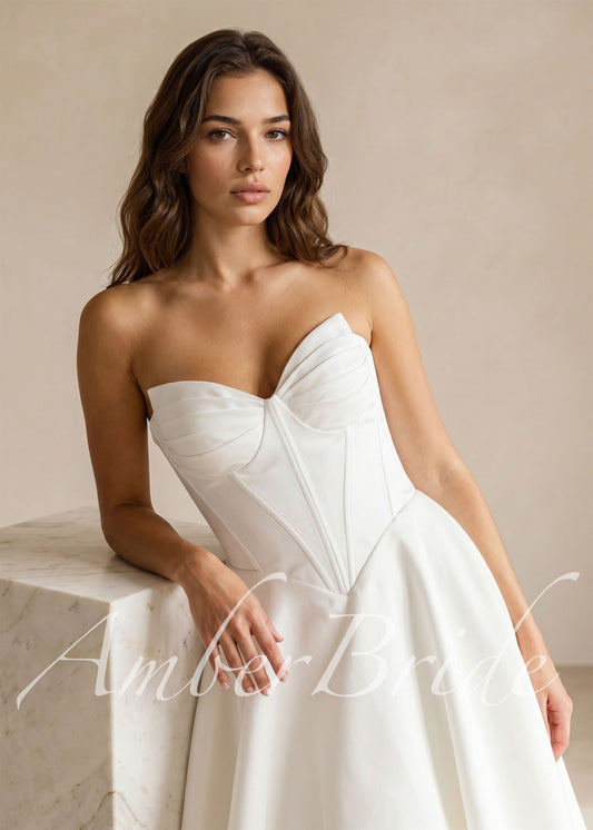 Shimmering Satin Wedding Gown with Sweetheart Neckline