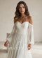 Elegant A Line Wedding Dress with Folder Chiffon Bodice and Flowy Long Train