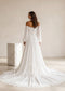 Elegant A Line Wedding Dress with Folder Chiffon Bodice and Flowy Long Train