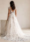 Romantic A-Line Wedding Dress with Floral Embroidery and Cap Sleeve