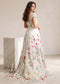 Romantic A-Line Wedding Dress with Colorful Embroidered Flowers