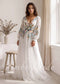 Romantic Colorful Floral Embroidered A-Line Tulle Wedding Dress