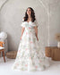 Floral A Line Off Shoulder Organza Wedding Dress with Corset