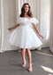 Elegant Off-Shoulder Knee-Length Organza Dress