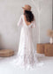 Boho A Line Lace Wedding Dress with Long Sleeve and Backless Design