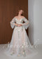 Fairy Off Shoulder Wedding Dress with Long Bell Sleeves and Colorful Floral Appliqué