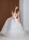 Off-Shoulder Colorful Floral A-Line Wedding Dress with 3D Wildflower Embroidery