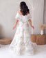 Floral A Line Off Shoulder Organza Wedding Dress with Corset