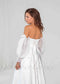 Classic A-Line Satin Wedding Dress with Detachable Long Puffy Sleeves and Slit