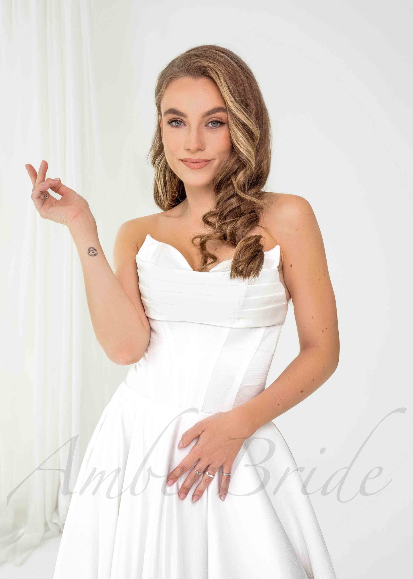 Exquisite A Line Satin Wedding Dress with Strapless Bodice