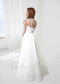 Romantic A Line Organza Wedding Dress with Long Sleeve and Floral Design