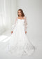 Romantic A Line Organza Wedding Dress with Bishop Sleeves and Pearled Design