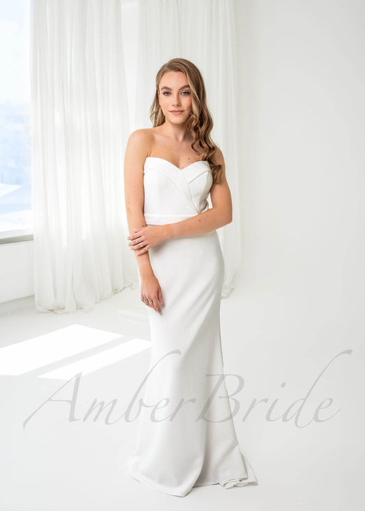 Elegant Strapless Satin Mermaid Wedding Dress with Low Back