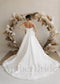 Strapless A Line Satin Wedding Dress with High Slit and Court Train