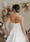 Strapless A Line Satin Wedding Dress with High Slit and Court Train