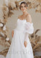 Glamorous and Sparkling Organza A-Line Wedding Dress with Bishop Sleeves