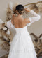 Glamorous and Sparkling Organza A-Line Wedding Dress with Bishop Sleeves