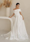 Simple A-Line Satin Wedding Dress with Off Shoulder Design and Corset