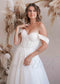 Exclusive Off Shoulder Glittery Wedding Dress with Floral Design and Corset