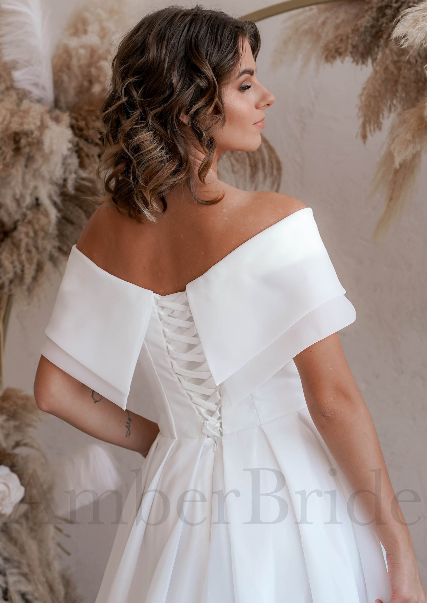 Classy A Line Organza Dress with Off the Shoulder Sweetheart Neckline and Corset
