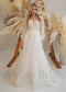 Rustic Floral Design Tulle Wedding Dress with Long Puffy Sleeves
