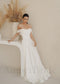 Simple A Line Satin Wedding Dress with Corset and Off Shoulder Design