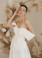 Simple A Line Satin Wedding Dress with Corset and Off Shoulder Design