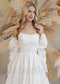 Simple A Line Strapless Satin Wedding Dress with Removable Long Sleeves