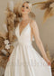 Minimalist A Line Satin Wedding Dress with Spaghetti Straps and Backless Design