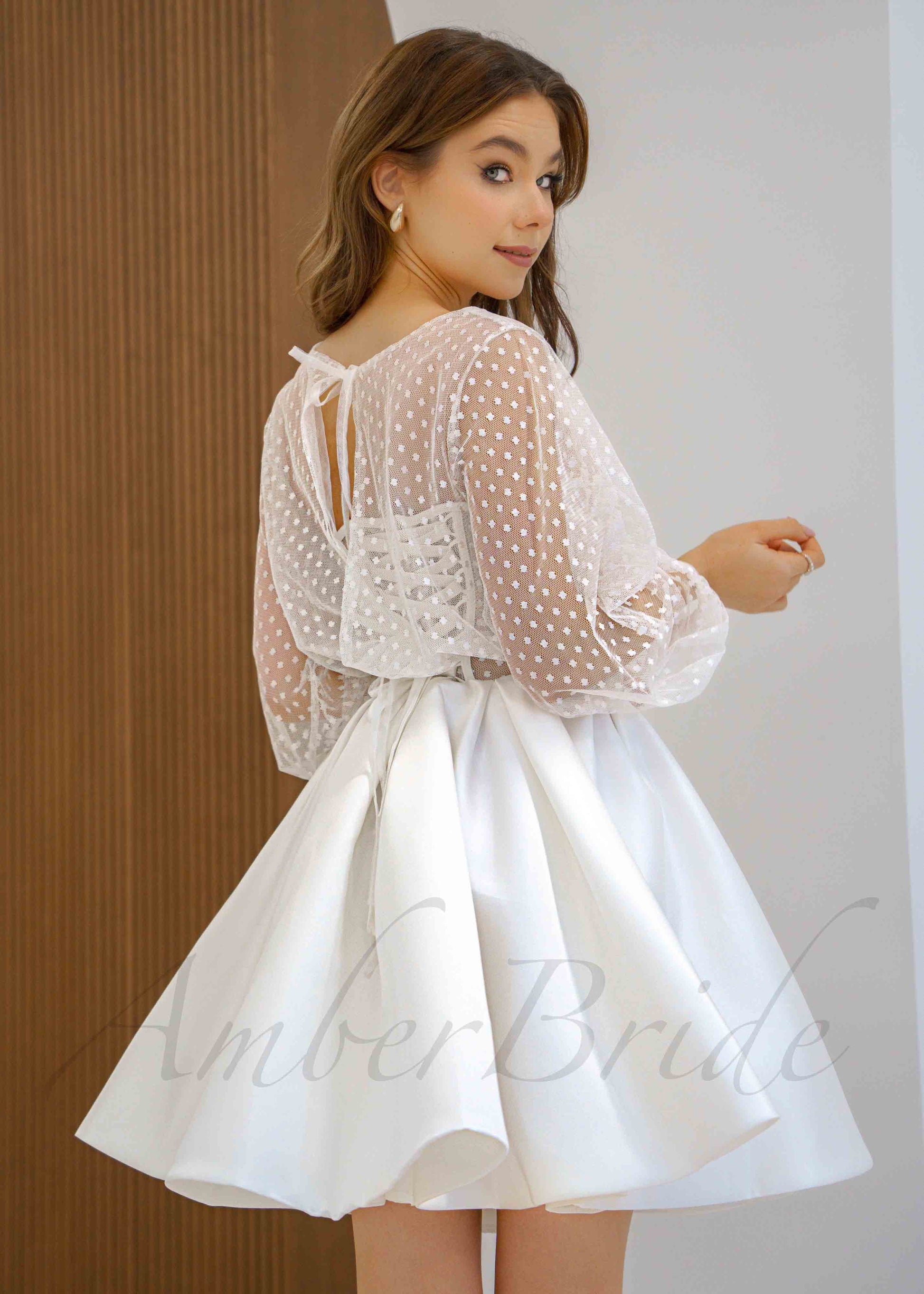 Short Strapless Satin Wedding Dress with Bolero Short Strapless Satin Wedding Dress with Bolero