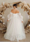 Boho A-Line Wedding Dress with Tulle Skirt and Sweetheart Off-Shoulder Top