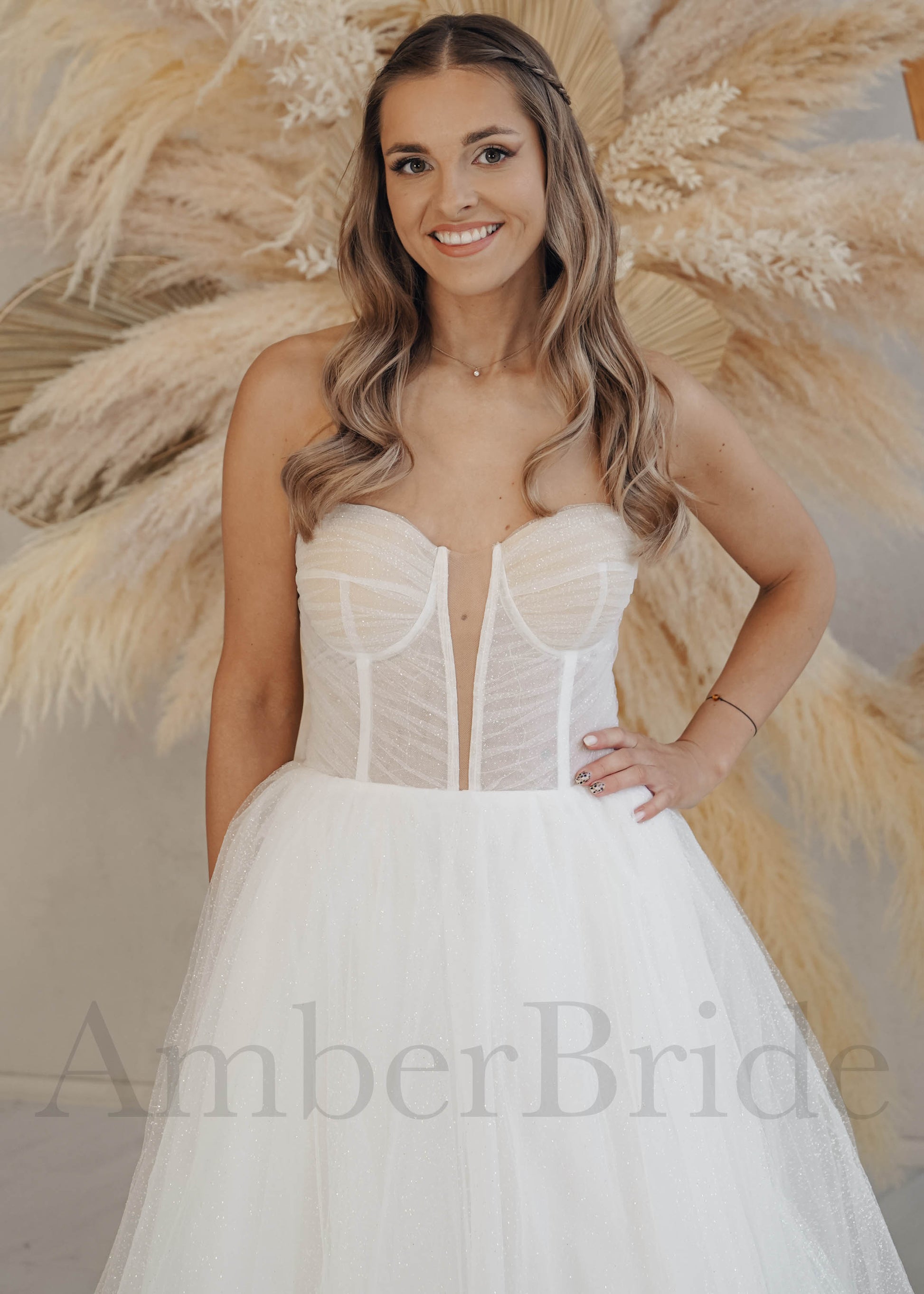 Modern Strapless A-Line Wedding Dress with Tulle Skirt Modern Strapless A-Line Wedding Dress with Tulle Skirt