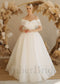 Simple Ball Gown Organza Wedding Dress with Off Shoulder Design