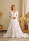 Boho Spaghetti Strap A-Line Wedding Dress with Floral Details and Detachable Jacket