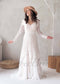 Boho A Line Lace Wedding Dress with Long Sleeve and Backless Design