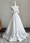 Modern Satin A Line Wedding Dress with Off Shoulder Sleeve