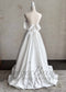 Modern Satin A Line Wedding Dress with Off Shoulder Sleeve